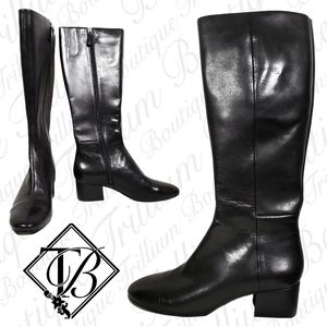 Nine West Women's NWLESTIFE Black Boots 9.5M, Leather Upper, Textile Lining